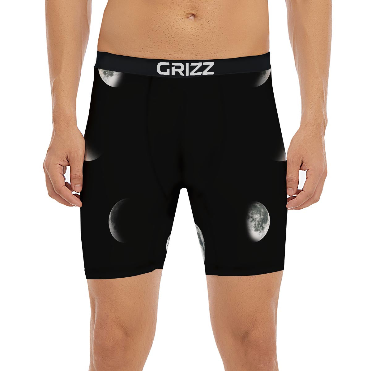 Lunar Phase Starry Sky Print Boxer Briefs-grizzshop