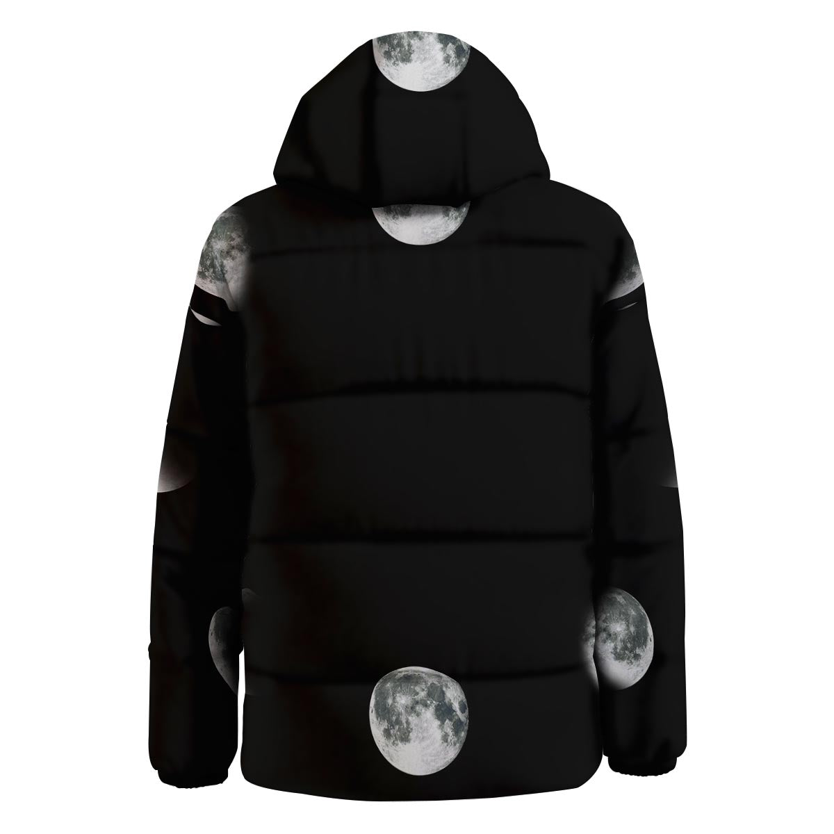 Lunar Phase Starry Sky Print Down Jacket-grizzshop