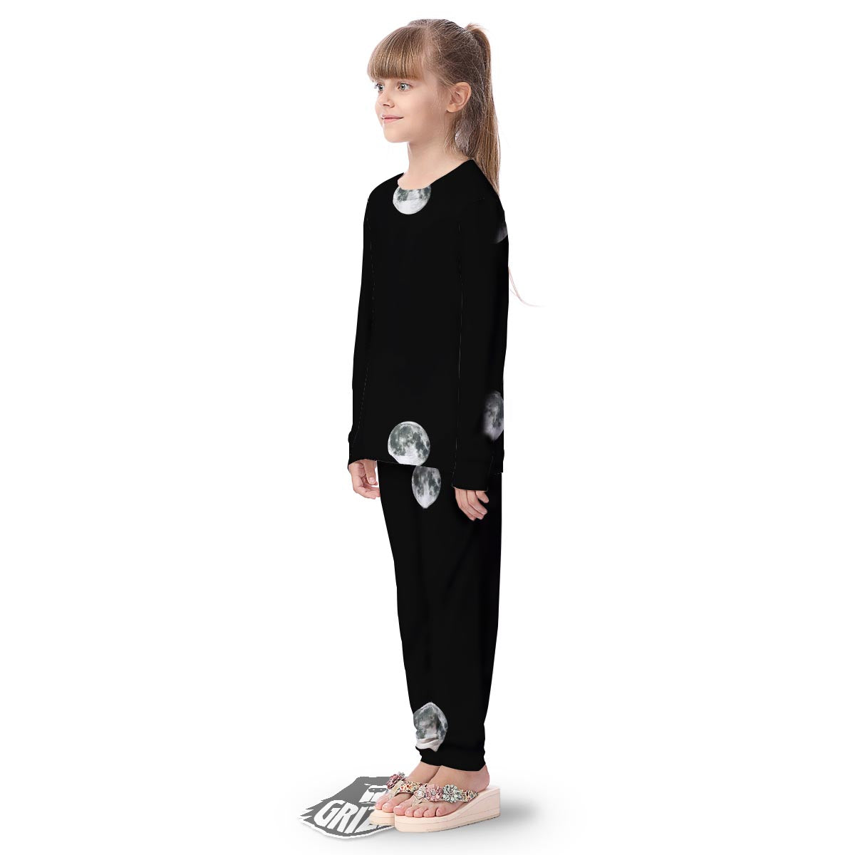 Lunar Phase Starry Sky Print Kid's Pajamas-grizzshop