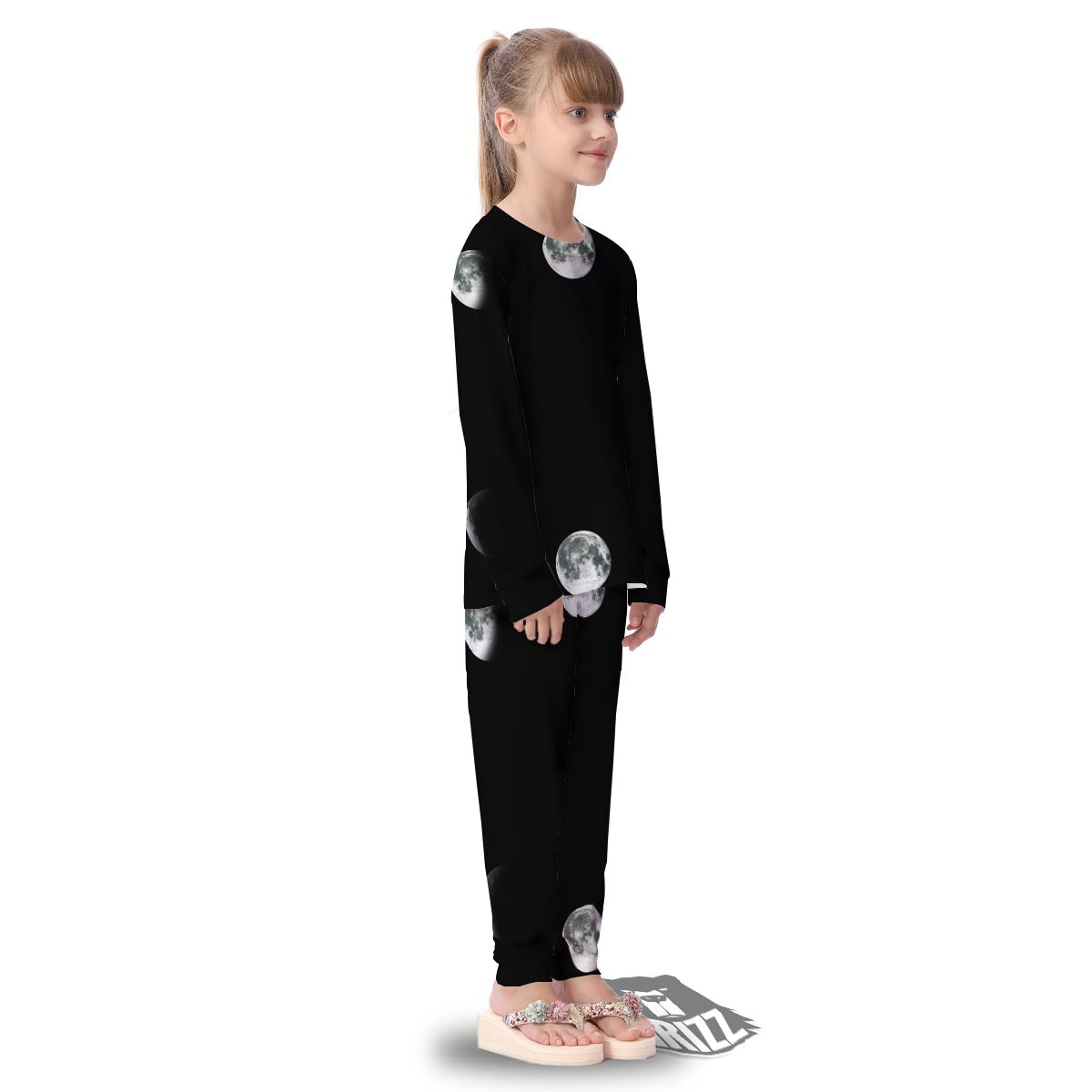 Lunar Phase Starry Sky Print Kid's Pajamas-grizzshop