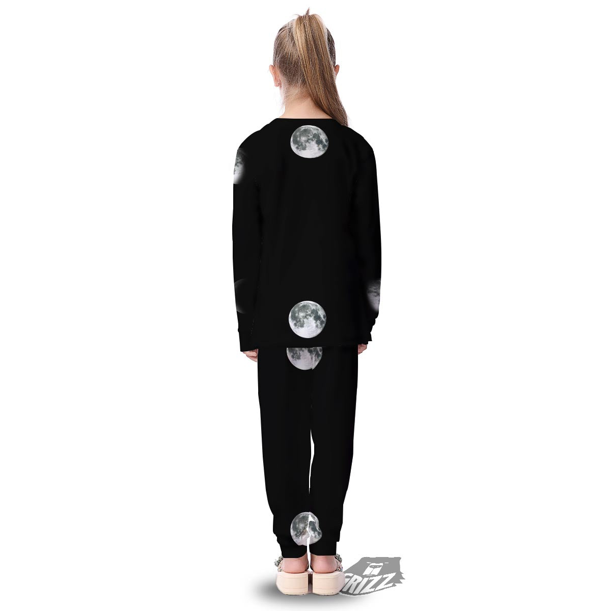 Lunar Phase Starry Sky Print Kid's Pajamas-grizzshop