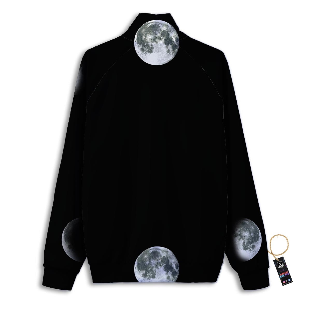 Lunar Phase Starry Sky Print Track Jacket-grizzshop