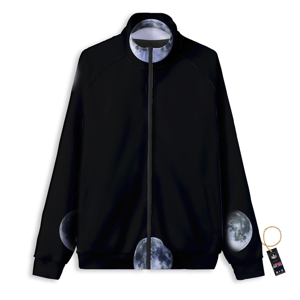 Lunar Phase Starry Sky Print Track Jacket-grizzshop