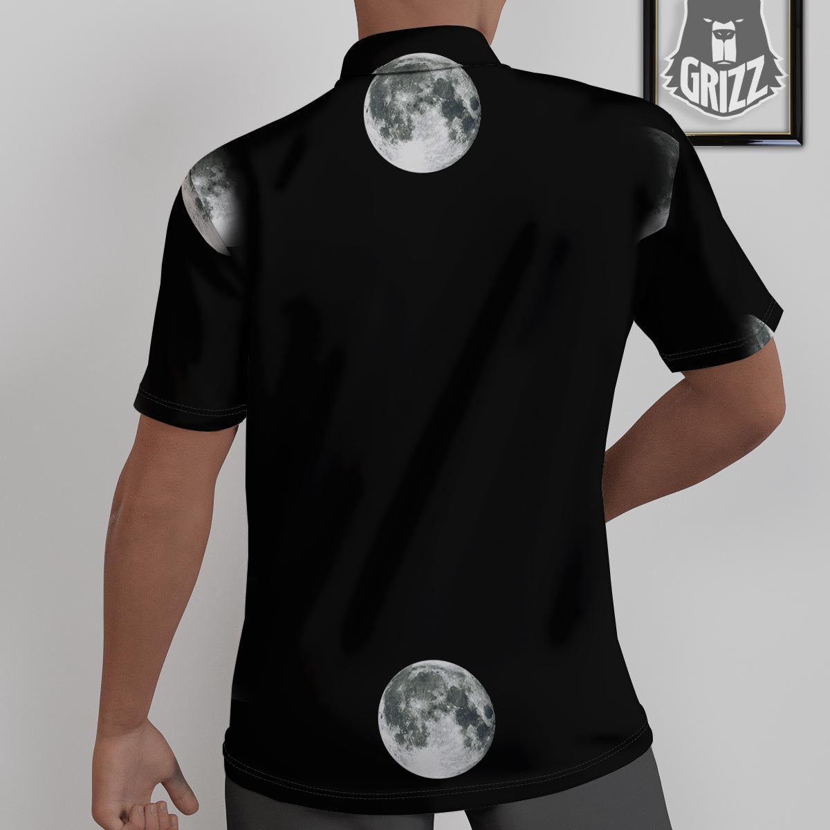 Lunar Phase Starry Sky Print Untucked Shirts-grizzshop
