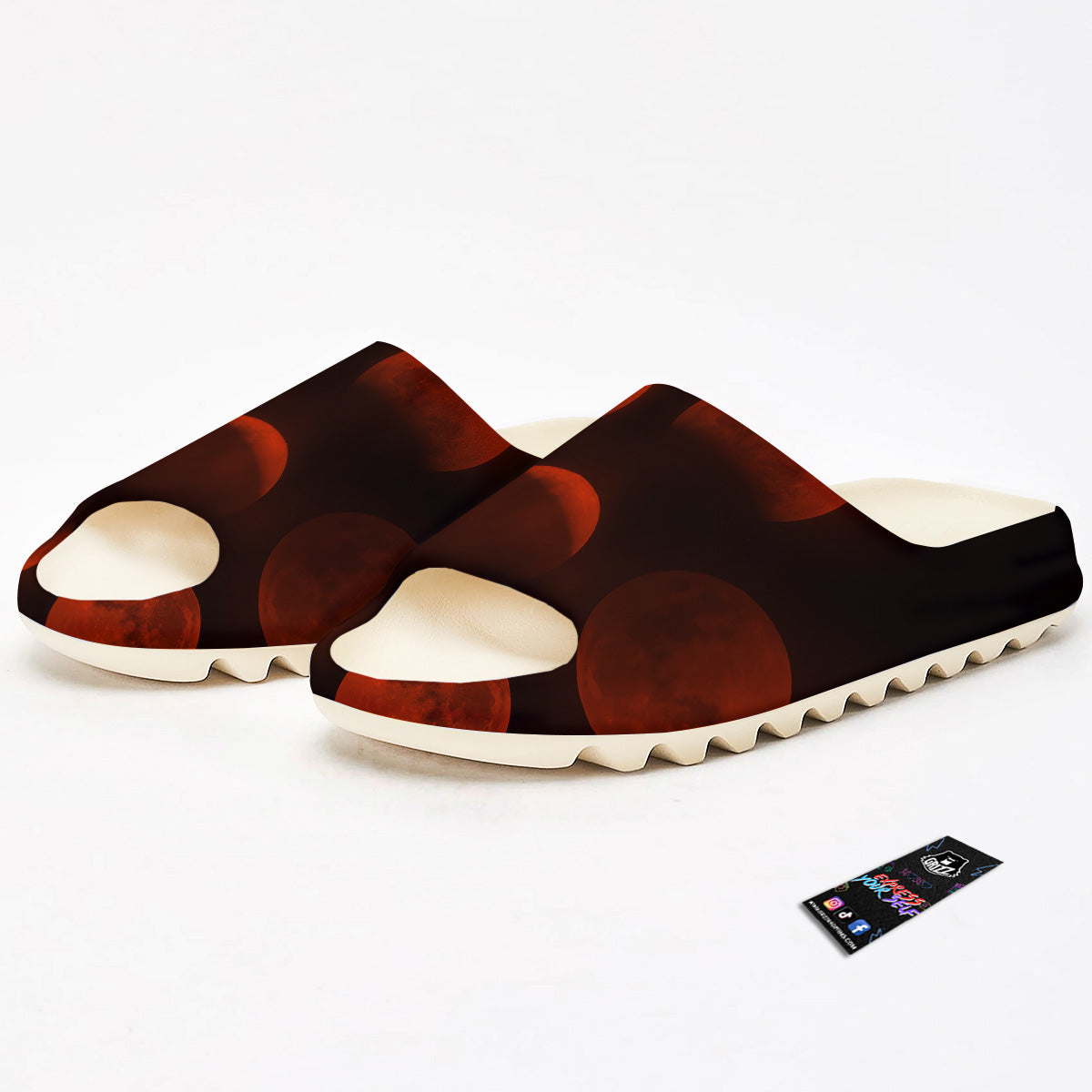Lunar Phase Blood Moon Print Sandals-grizzshop