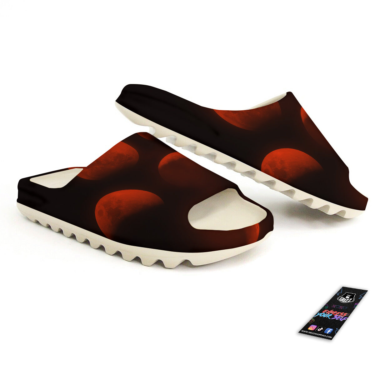 Lunar Phase Blood Moon Print Sandals-grizzshop