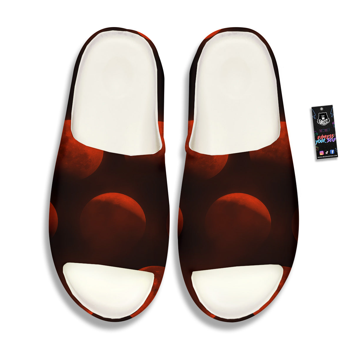 Lunar Phase Blood Moon Print Sandals-grizzshop