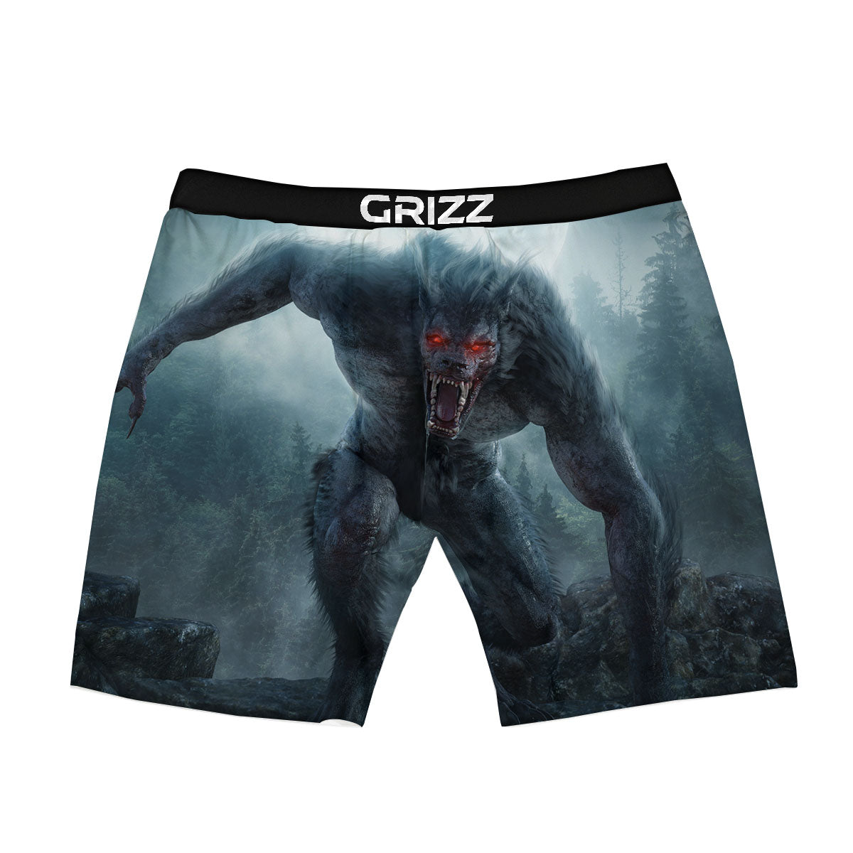 Lycan werewolf And Full Moon Print Boxer Briefs-grizzshop