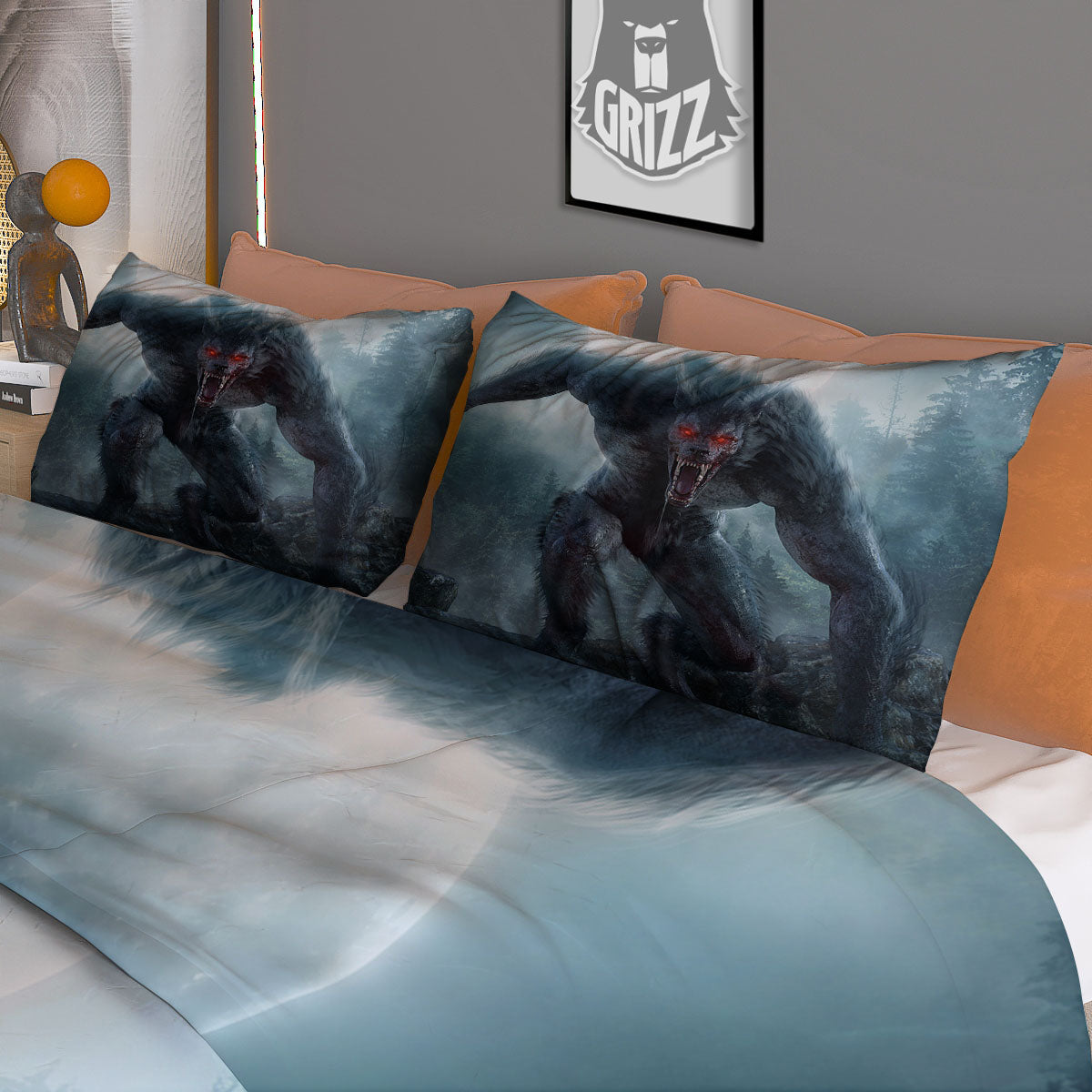 Lycan werewolf And Full Moon Print Duvet Cover Bedding Set