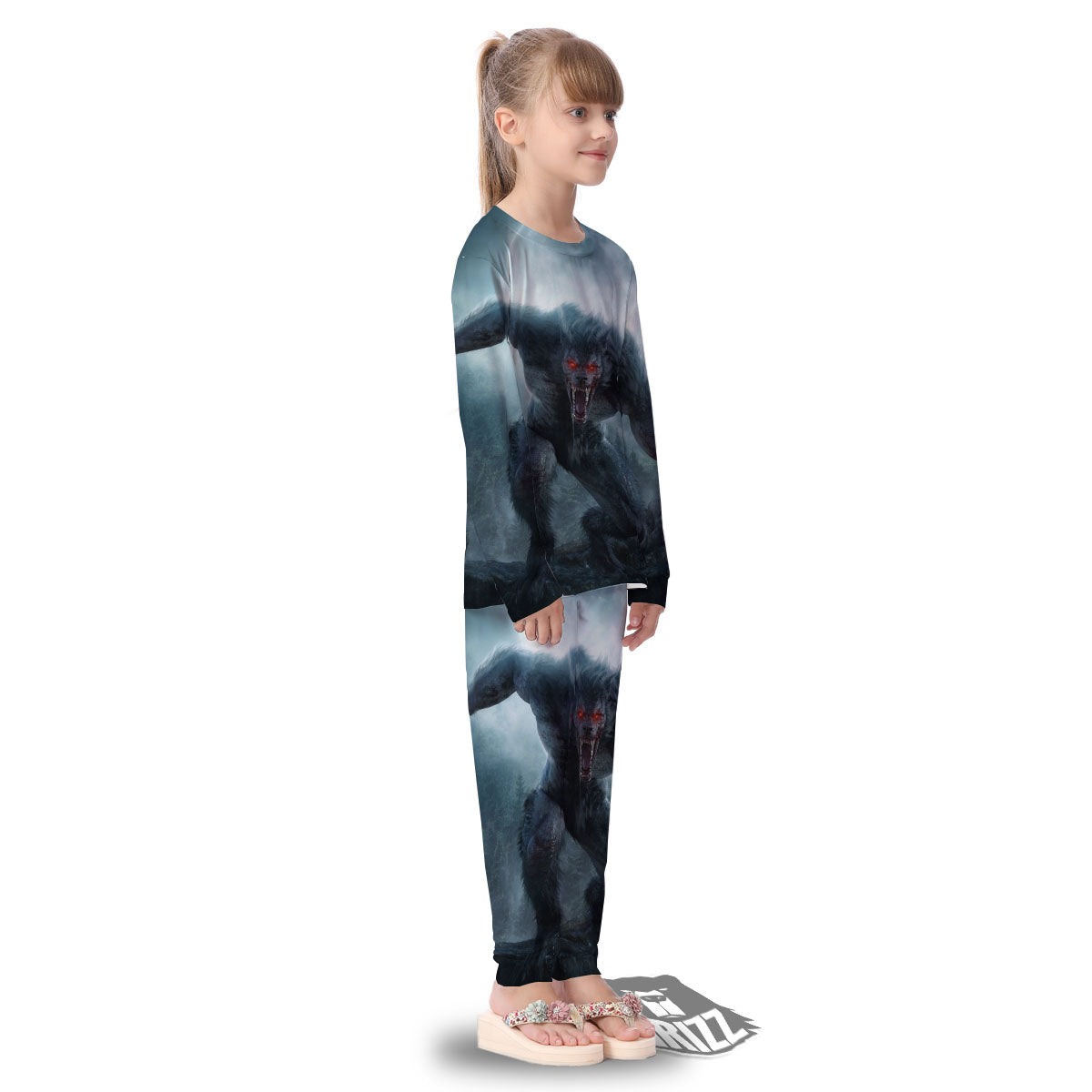 Lycan werewolf And Full Moon Print Kid's Pajamas-grizzshop