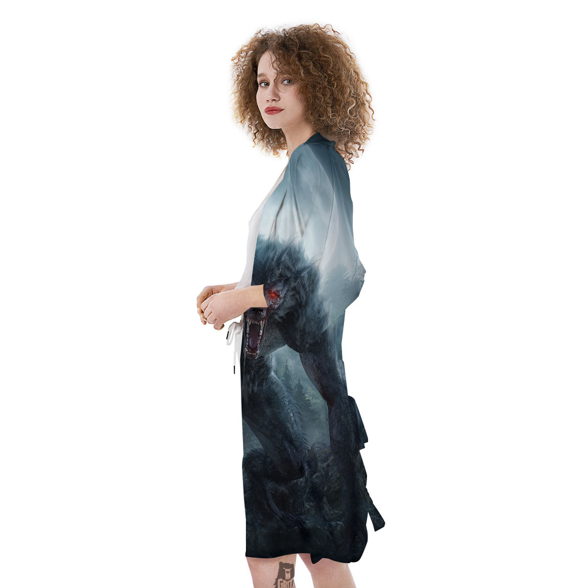 Lycan werewolf And Full Moon Print Kimono-grizzshop