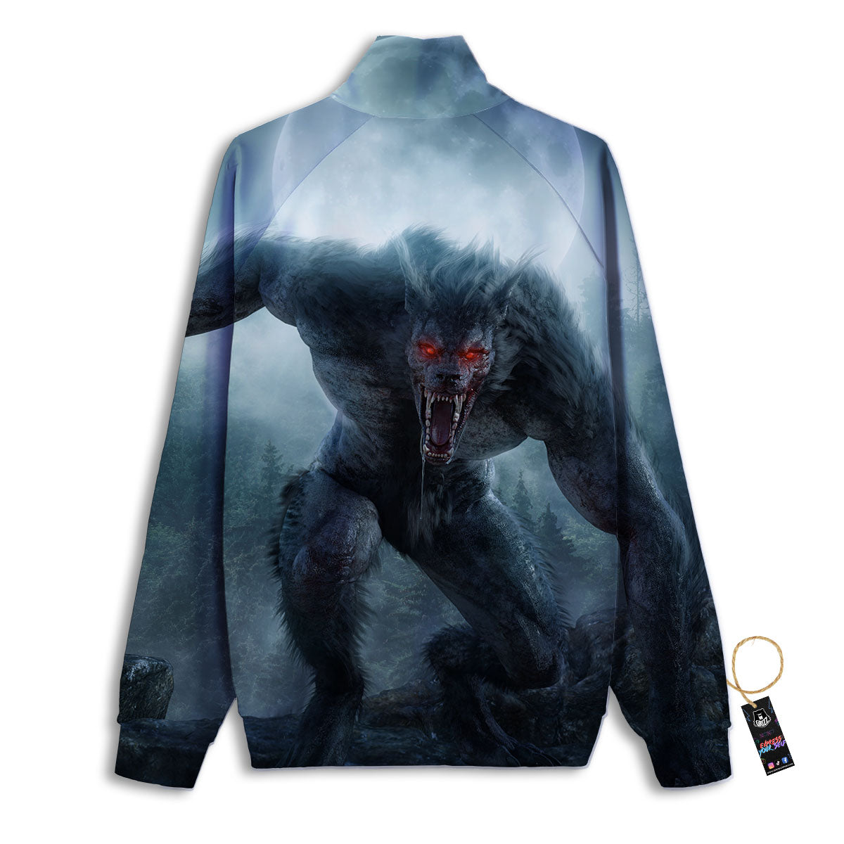 Lycan werewolf And Full Moon Print Track Jacket-grizzshop