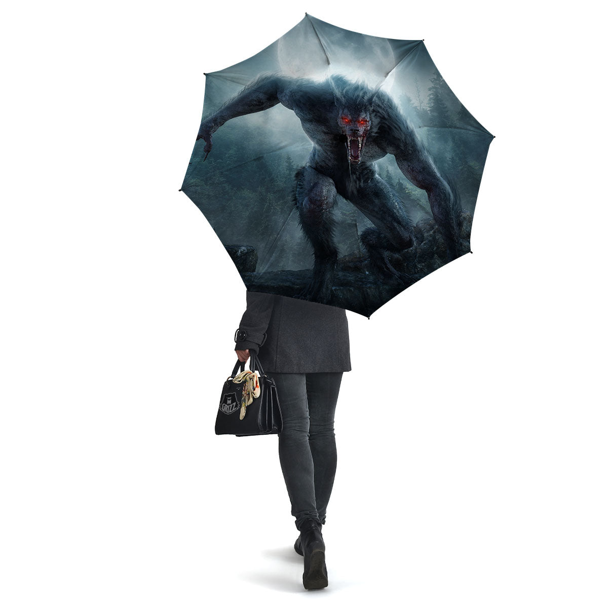 Lycan werewolf And Full Moon Print Umbrella-grizzshop