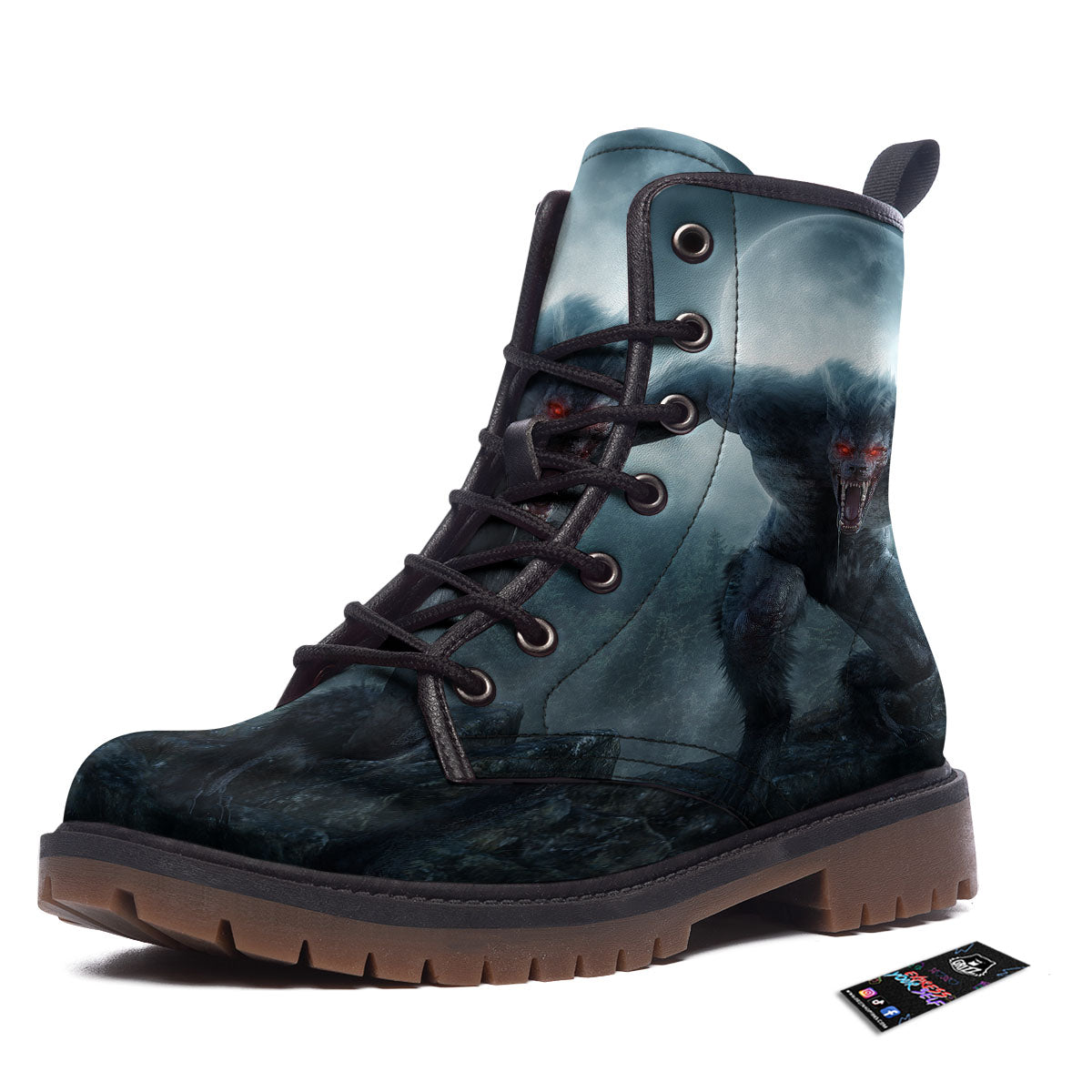 Lycan werewolf And Full Moon Print Work Boots-grizzshop