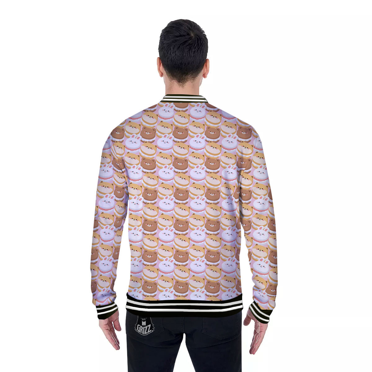 Macaron Cartoon Print Pattern Baseball Jacket-grizzshop