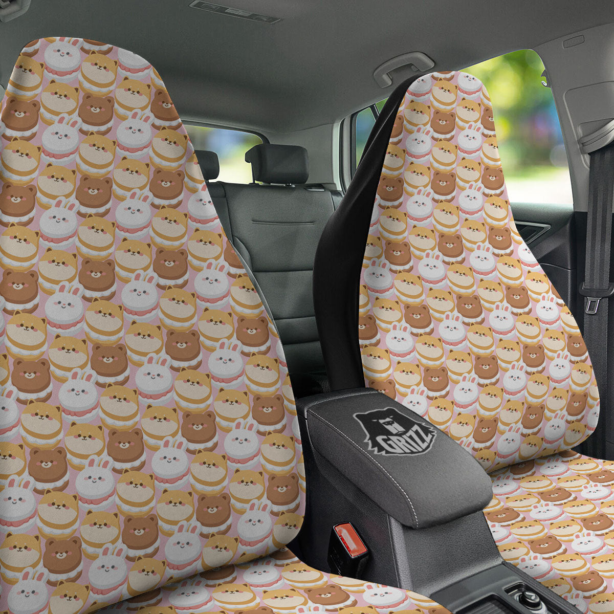 Macaron Cartoon Print Pattern Car Seat Covers-grizzshop