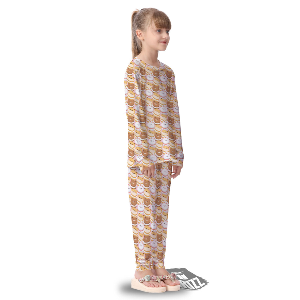 Macaron Cartoon Print Pattern Kid's Pajamas-grizzshop