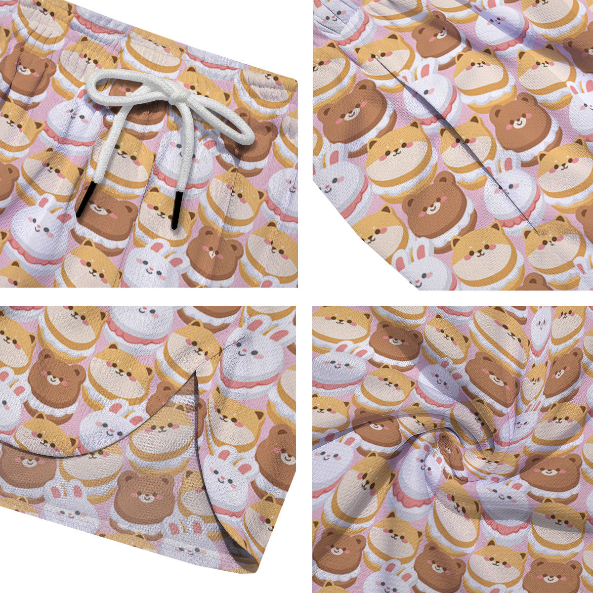 Macaron Cartoon Print Pattern Men's Running Shorts-grizzshop