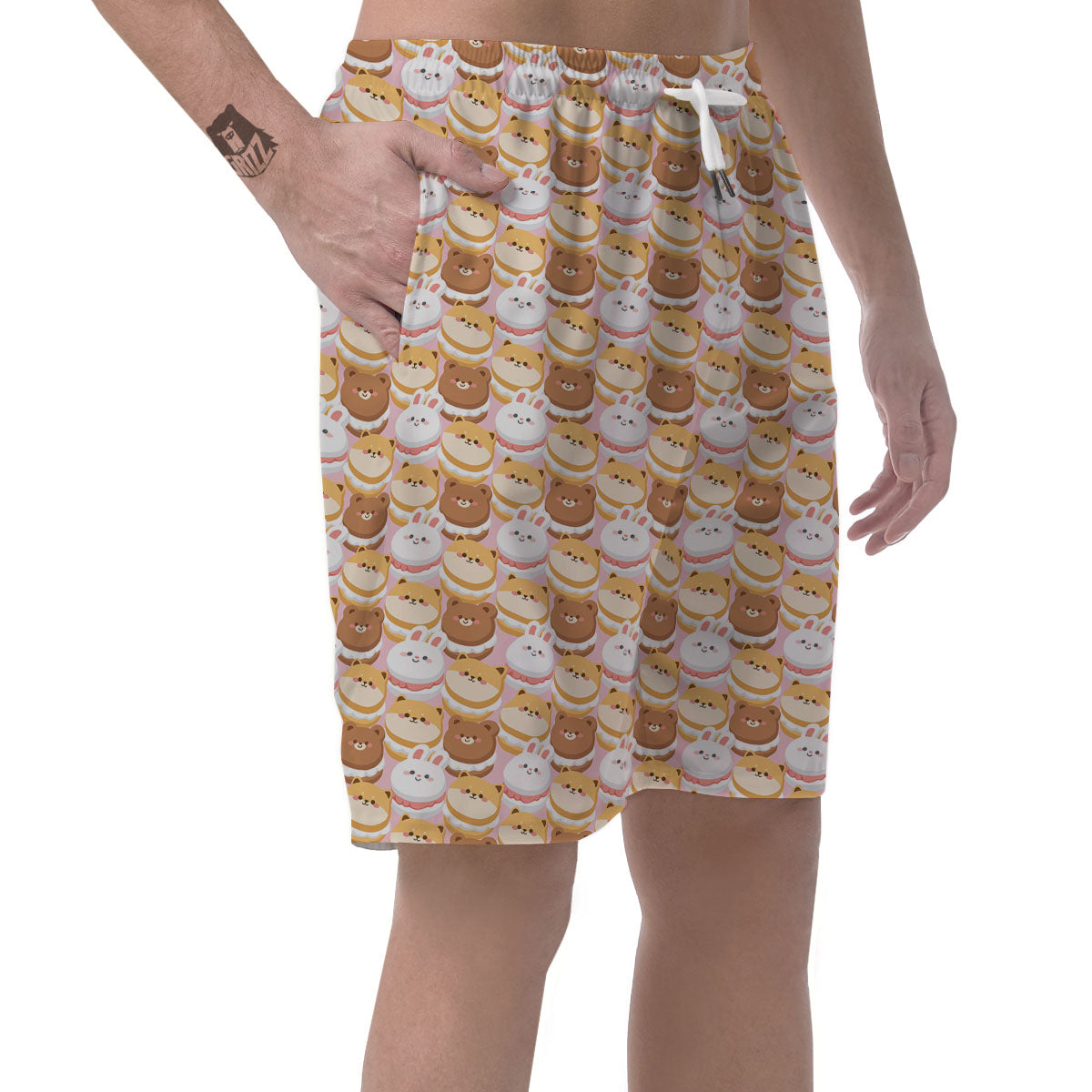 Macaron Cartoon Print Pattern Men's Shorts-grizzshop