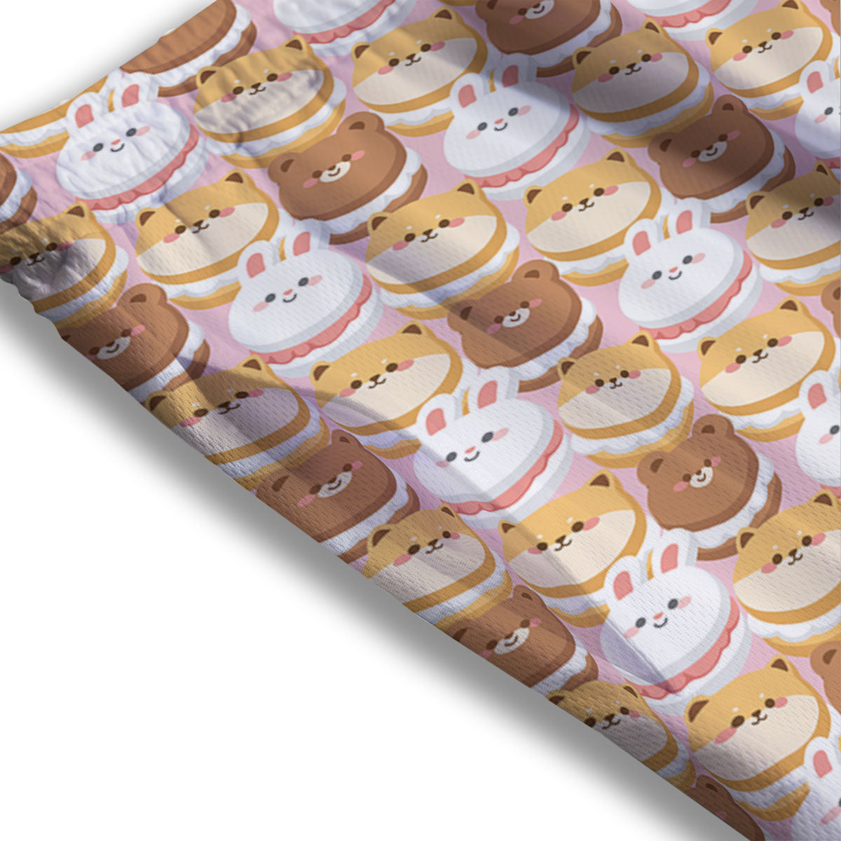 Macaron Cartoon Print Pattern Mesh Shorts-grizzshop