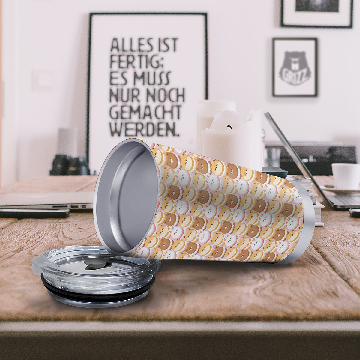 Macaron Cartoon Print Pattern Tumbler-grizzshop