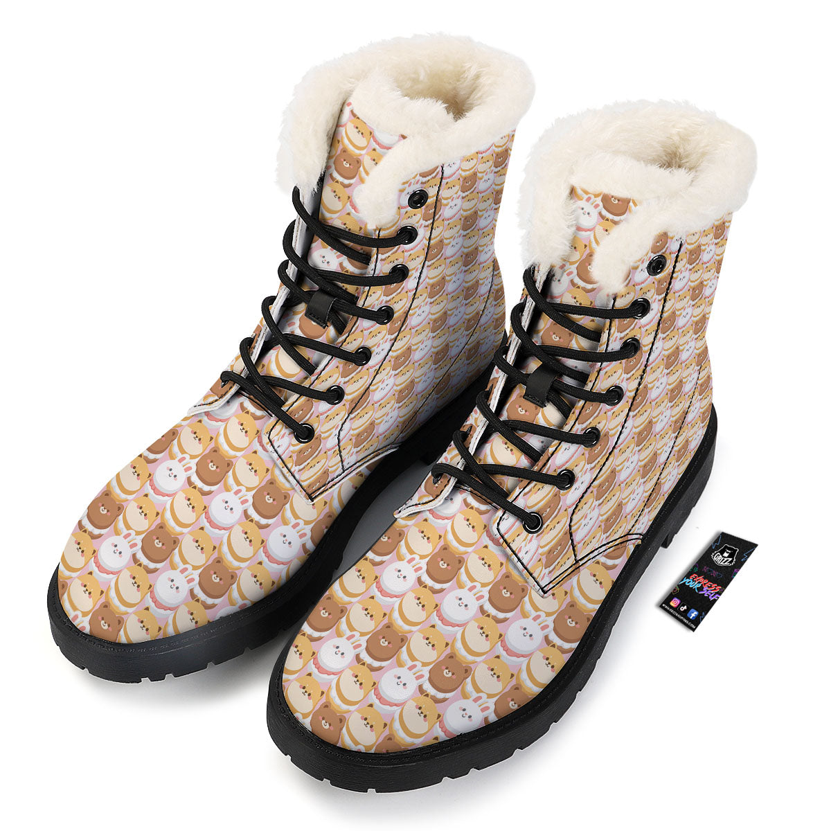 Macaron Cartoon Print Pattern Winter Boots-grizzshop