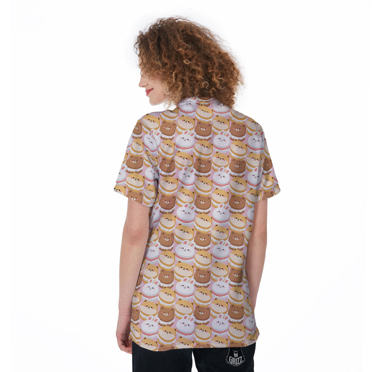 Macaron Cartoon Print Pattern Women's Golf Shirts-grizzshop