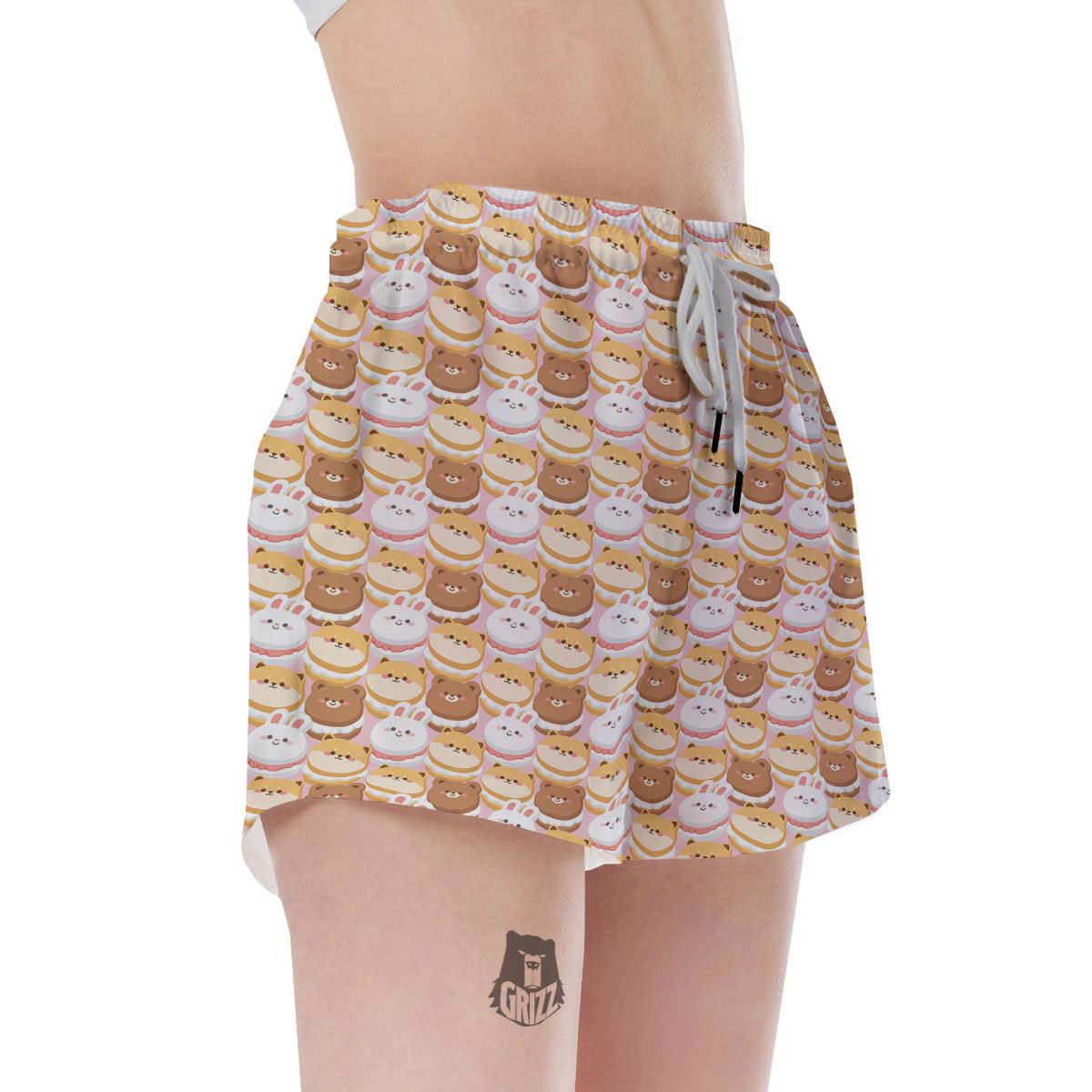 Macaron Cartoon Print Pattern Women's Shorts-grizzshop