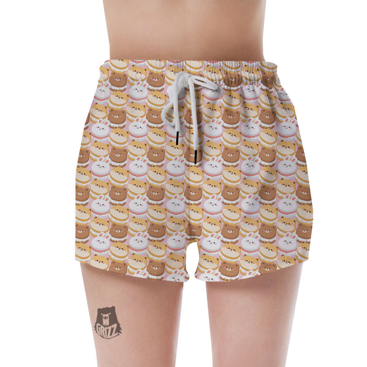 Macaron Cartoon Print Pattern Women's Shorts-grizzshop