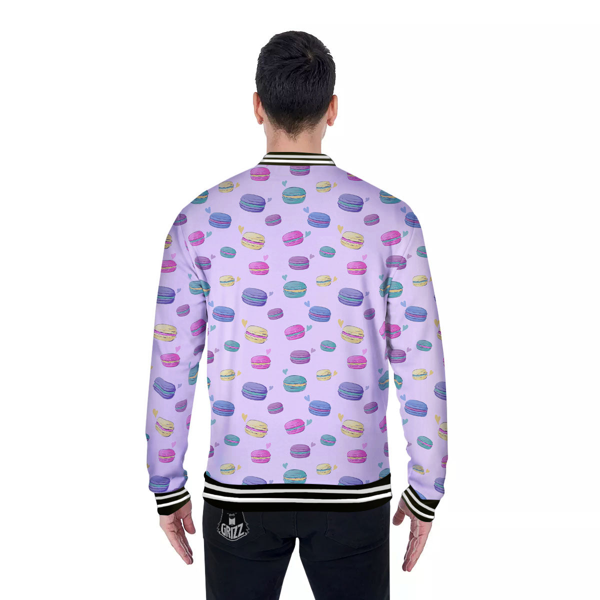 Macaron Colorful Print Pattern Baseball Jacket-grizzshop