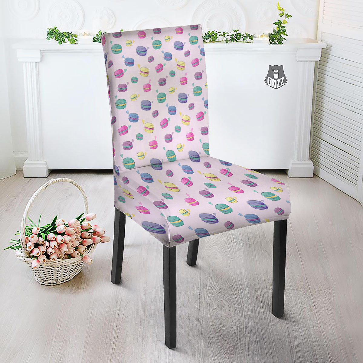 Macaron Colorful Print Pattern Dining Chair Slipcover-grizzshop