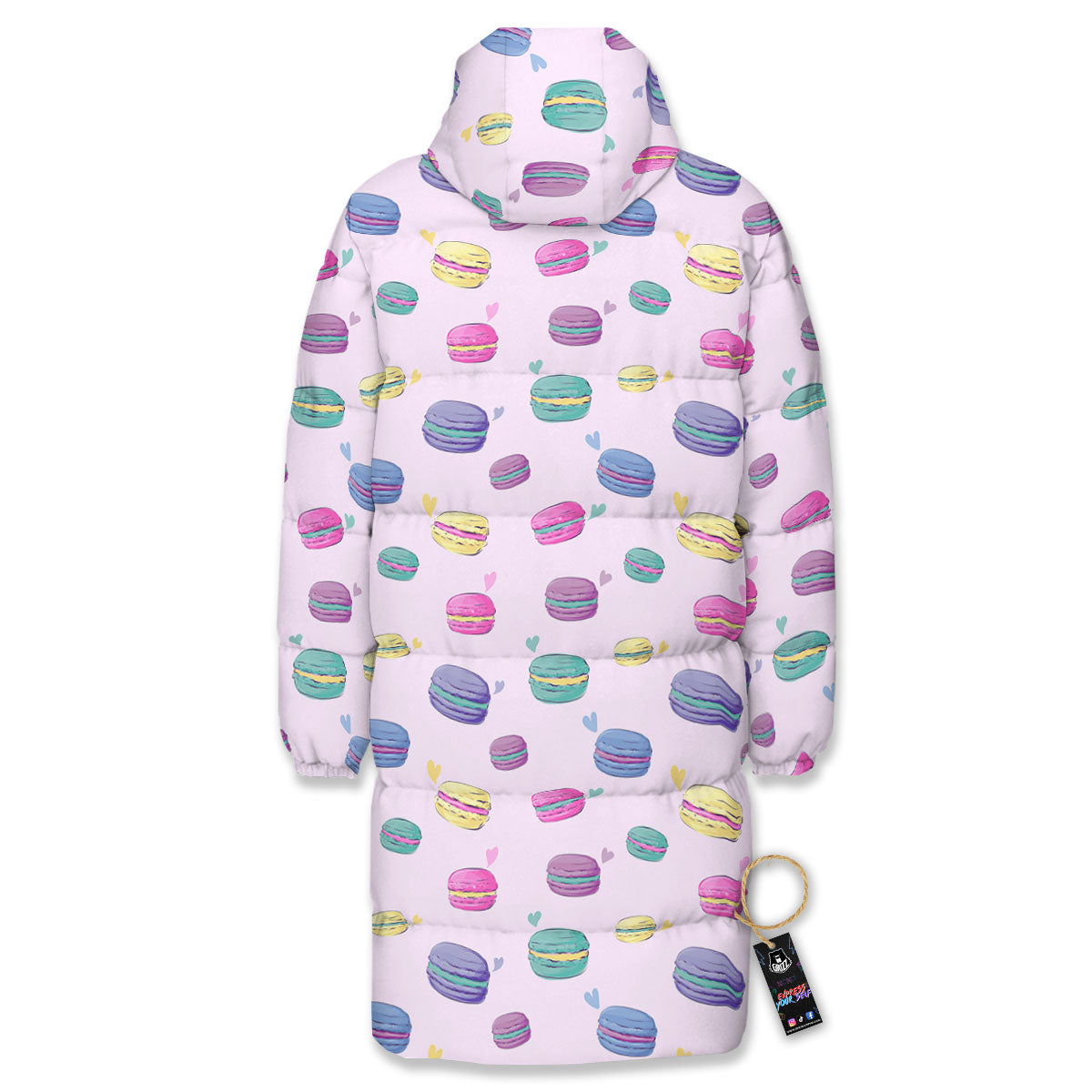 Macaron Colorful Print Pattern Long Down Jacket-grizzshop