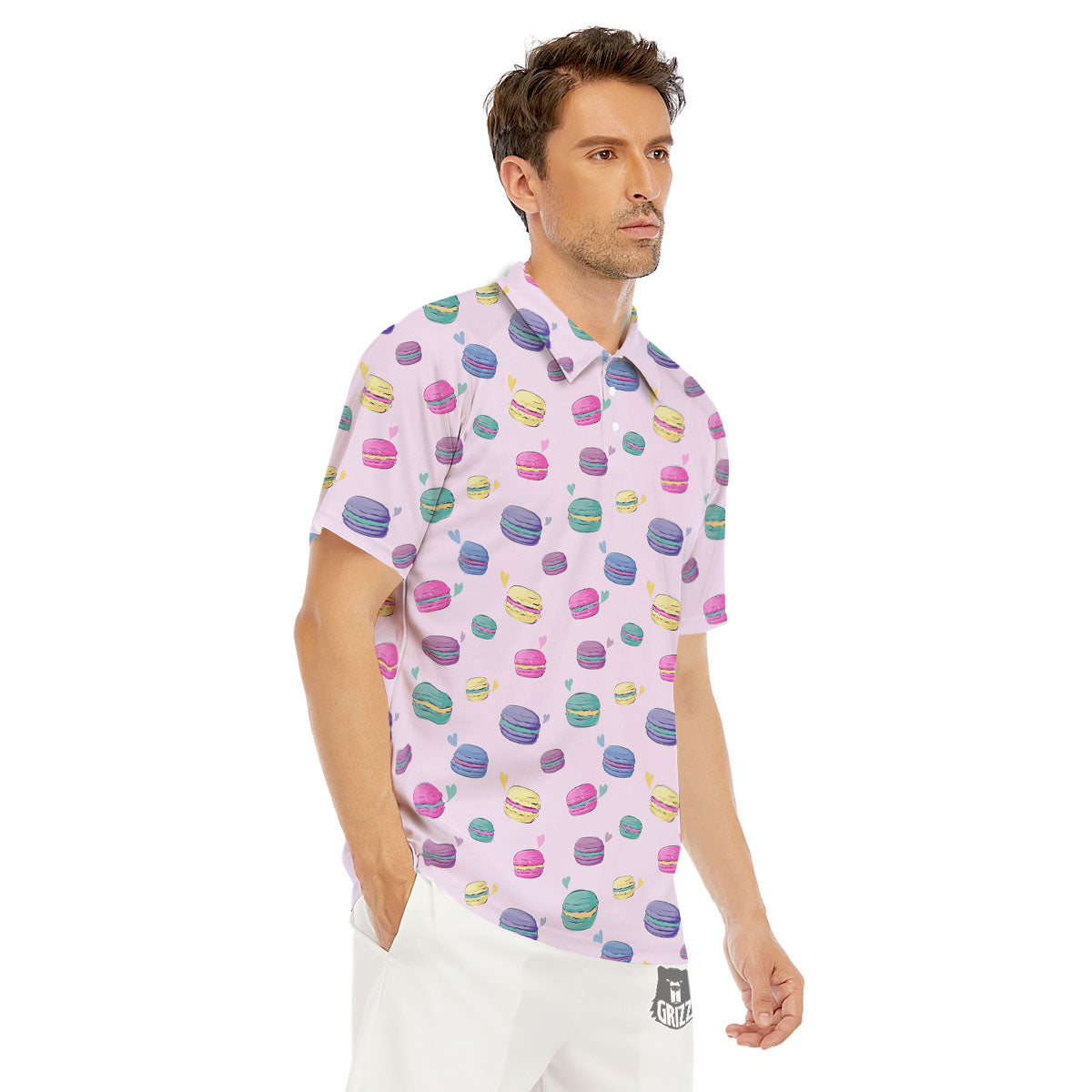Macaron Colorful Print Pattern Men's Golf Shirts-grizzshop