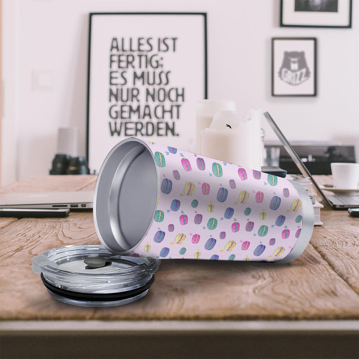 Macaron Colorful Print Pattern Tumbler-grizzshop