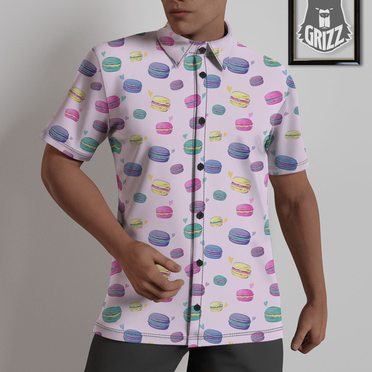 Macaron Colorful Print Pattern Untucked Shirts-grizzshop
