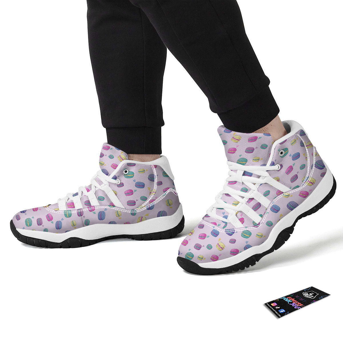 Macaron Colorful Print Pattern White Bball Shoes-grizzshop