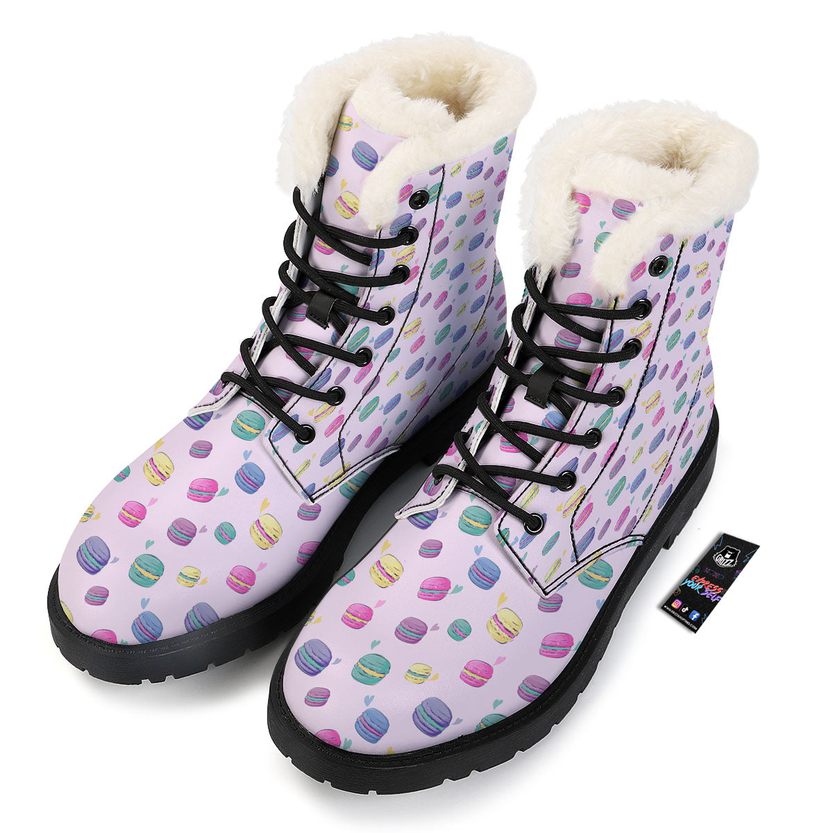 Macaron Colorful Print Pattern Winter Boots-grizzshop