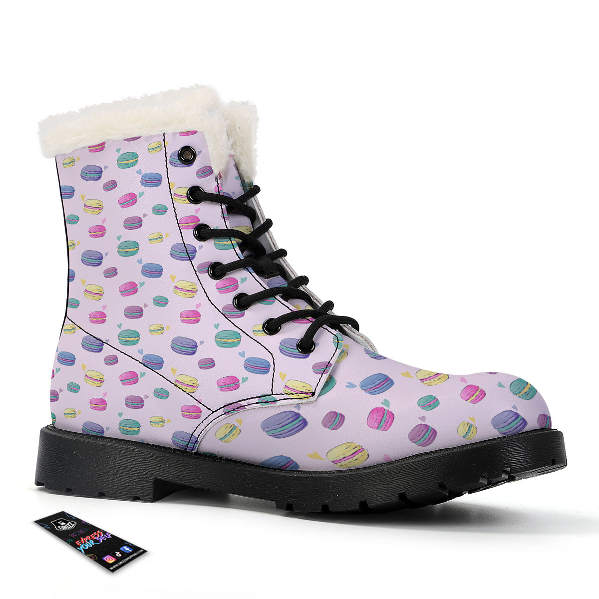 Macaron Colorful Print Pattern Winter Boots-grizzshop