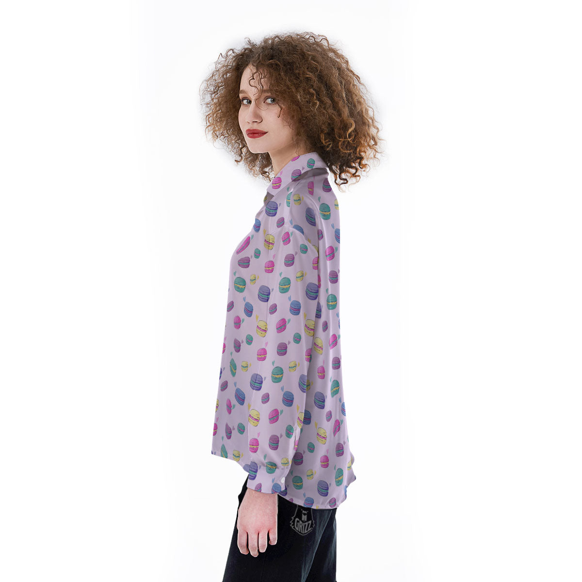 Macaron Colorful Print Pattern Women's Long Sleeve Shirts-grizzshop