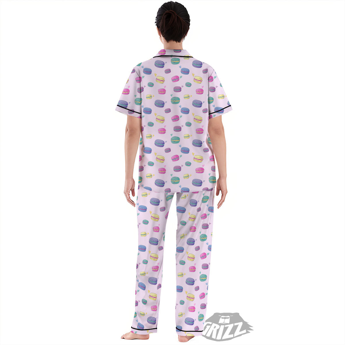 Macaron Colorful Print Pattern Women's Pajamas Set-grizzshop