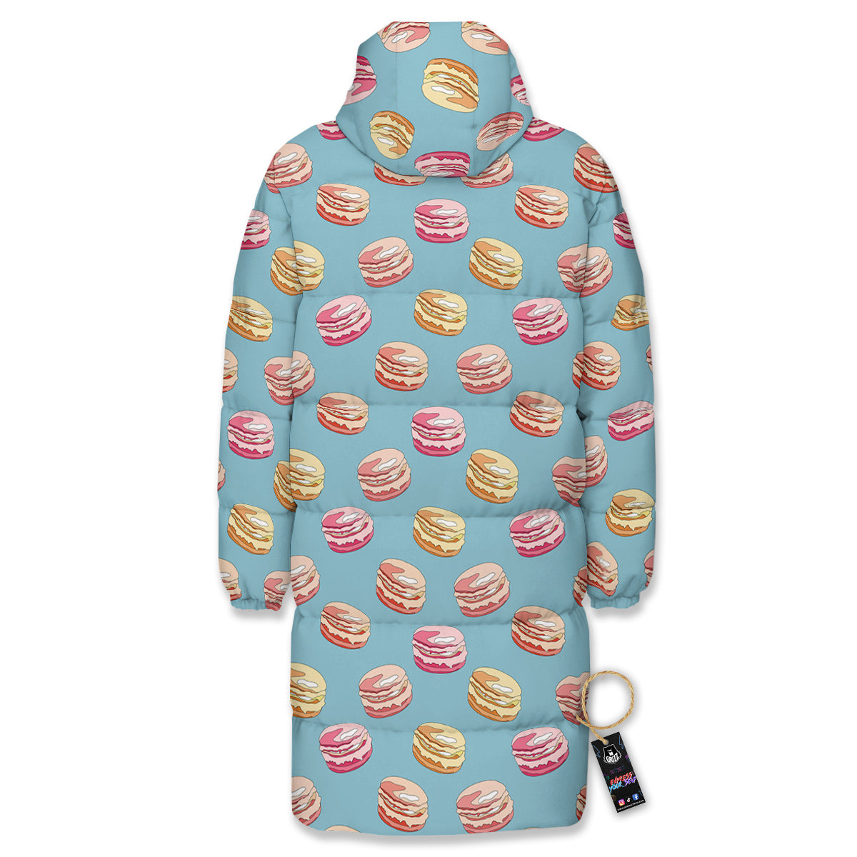 Macaron Cute Print Pattern Long Down Jacket-grizzshop