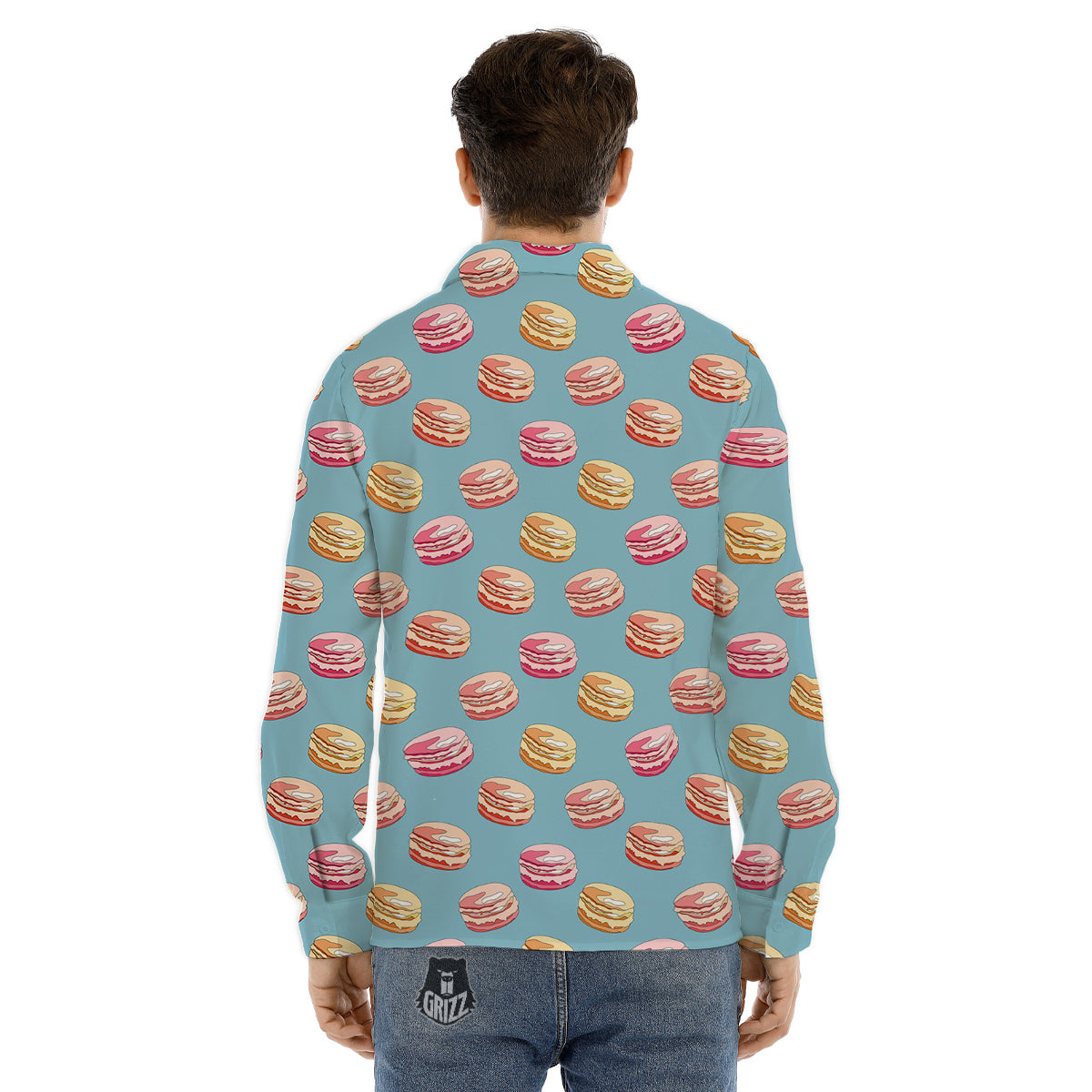 Macaron Cute Print Pattern Men's Dress Shirts-grizzshop