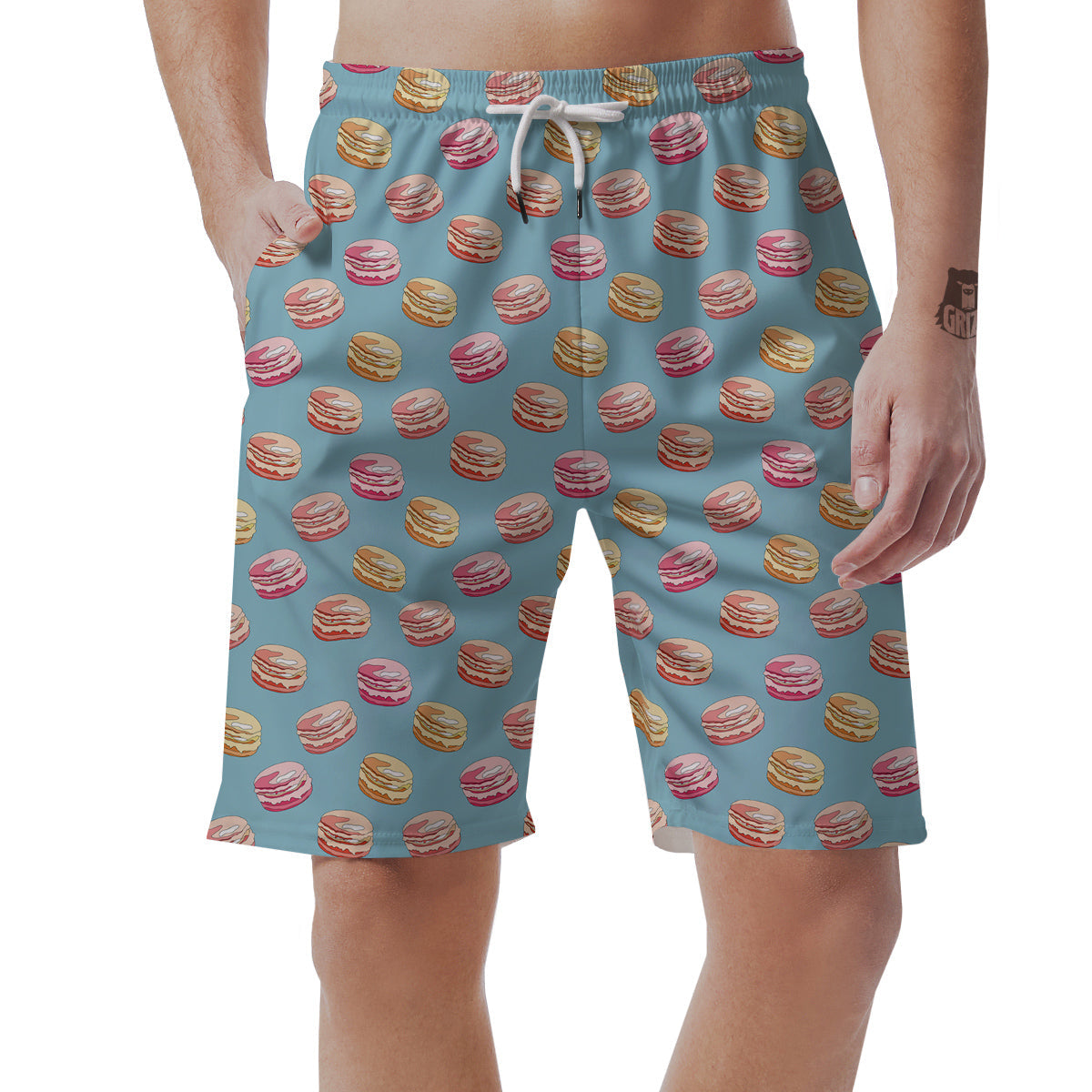 Macaron Cute Print Pattern Men's Shorts-grizzshop