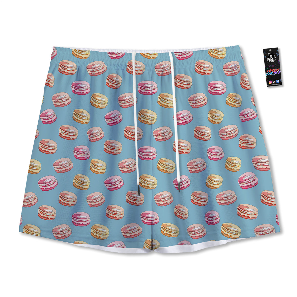 Macaron Cute Print Pattern Mesh Shorts-grizzshop