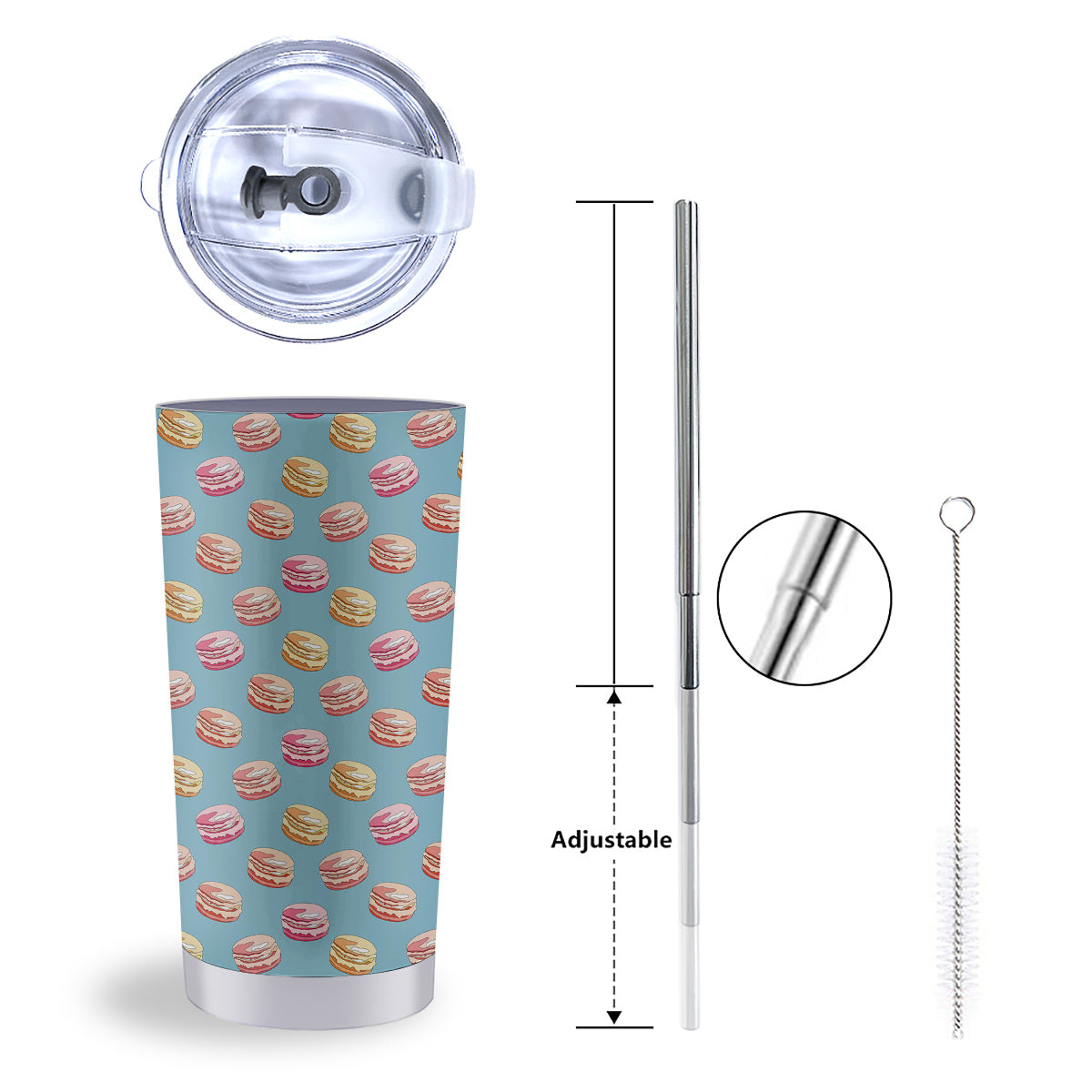 Macaron Cute Print Pattern Tumbler-grizzshop