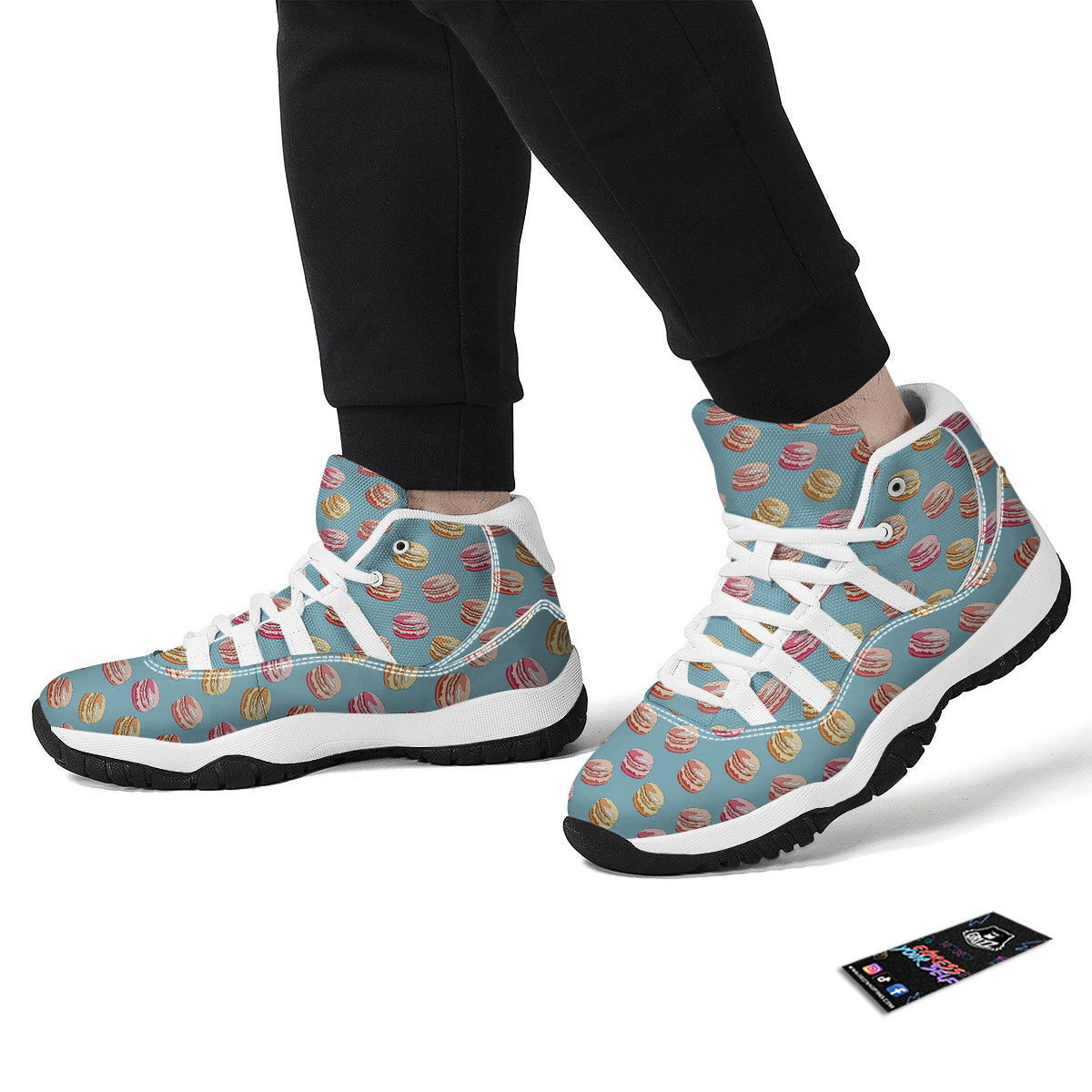 Macaron Cute Print Pattern White Bball Shoes-grizzshop