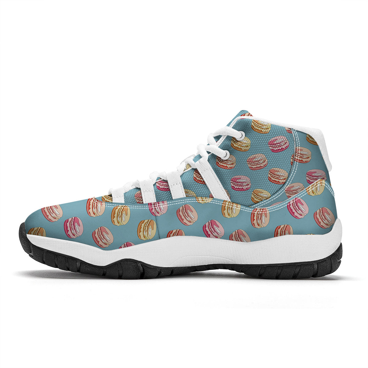 Macaron Cute Print Pattern White Bball Shoes-grizzshop