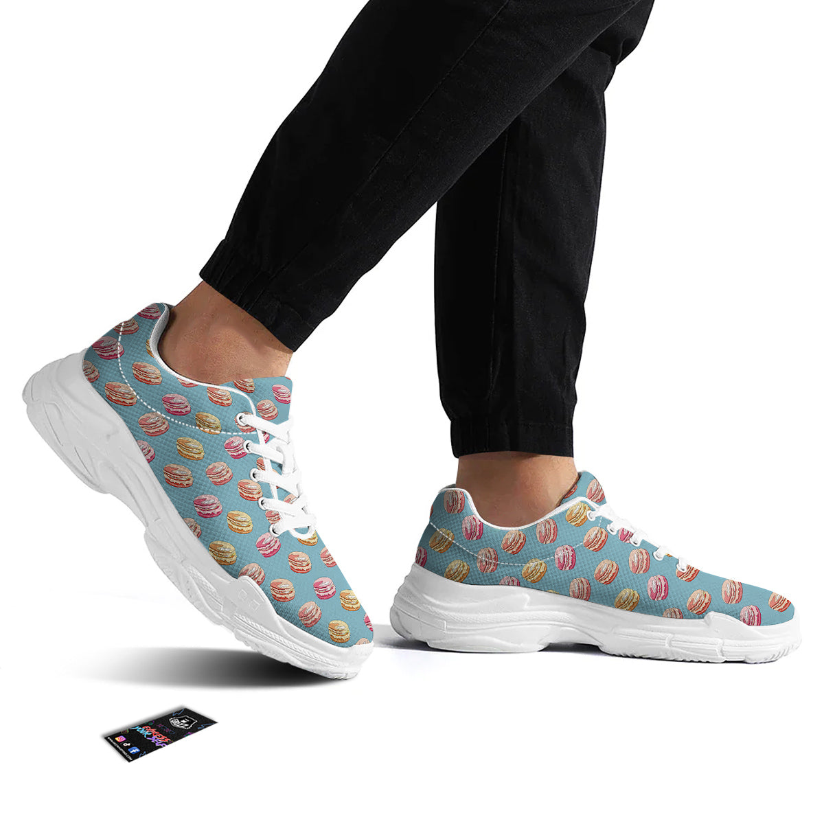 Macaron Cute Print Pattern White Chunky Shoes-grizzshop
