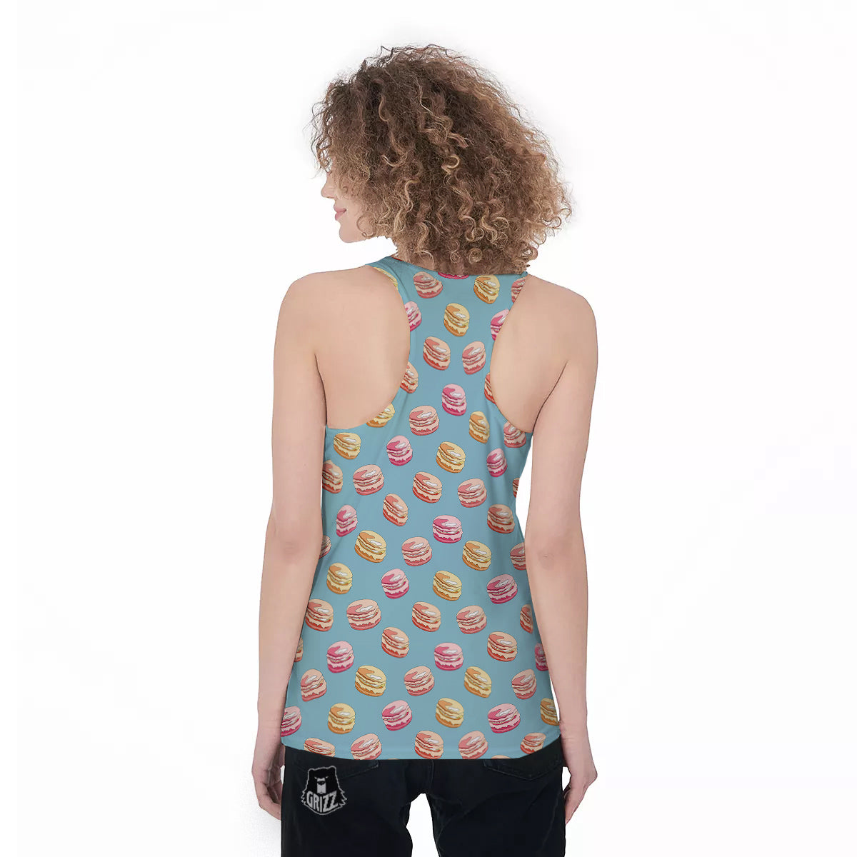 Macaron Cute Print Pattern Women's Racerback Tank Top-grizzshop