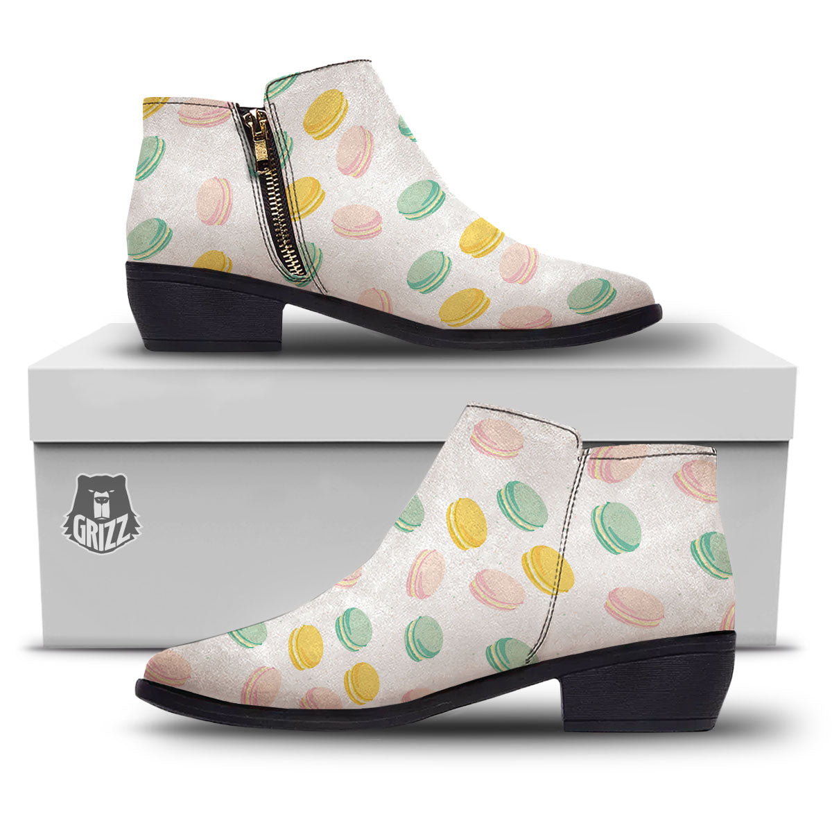 Macaron Pastel Print Pattern Ankle Boots-grizzshop